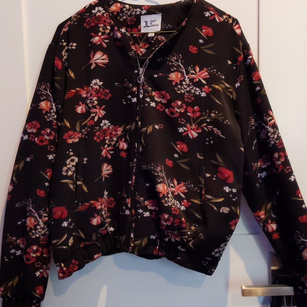 Just Love Black Floral Bomber Jacket